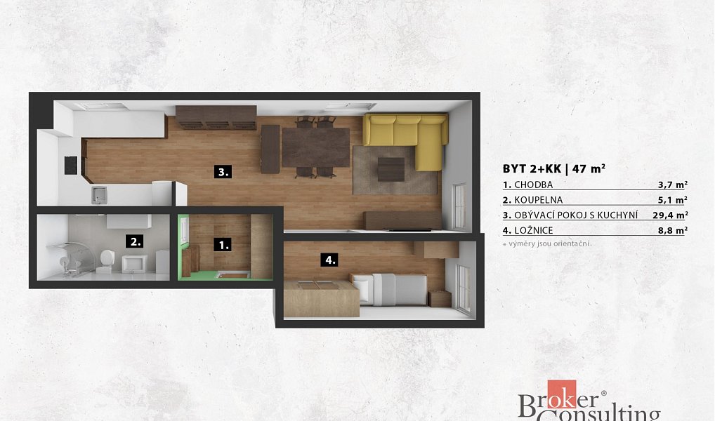 Prodej bytu 2+kk 48 m², Liberec – náhled fotky 3