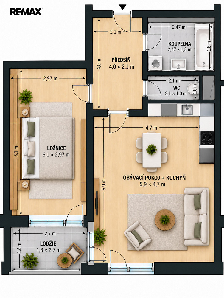 Pronájem bytu 2+kk 74 m² – fotografie 5