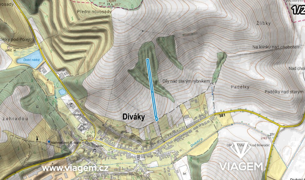Prodej pole 969 m², Diváky – náhled fotky 3