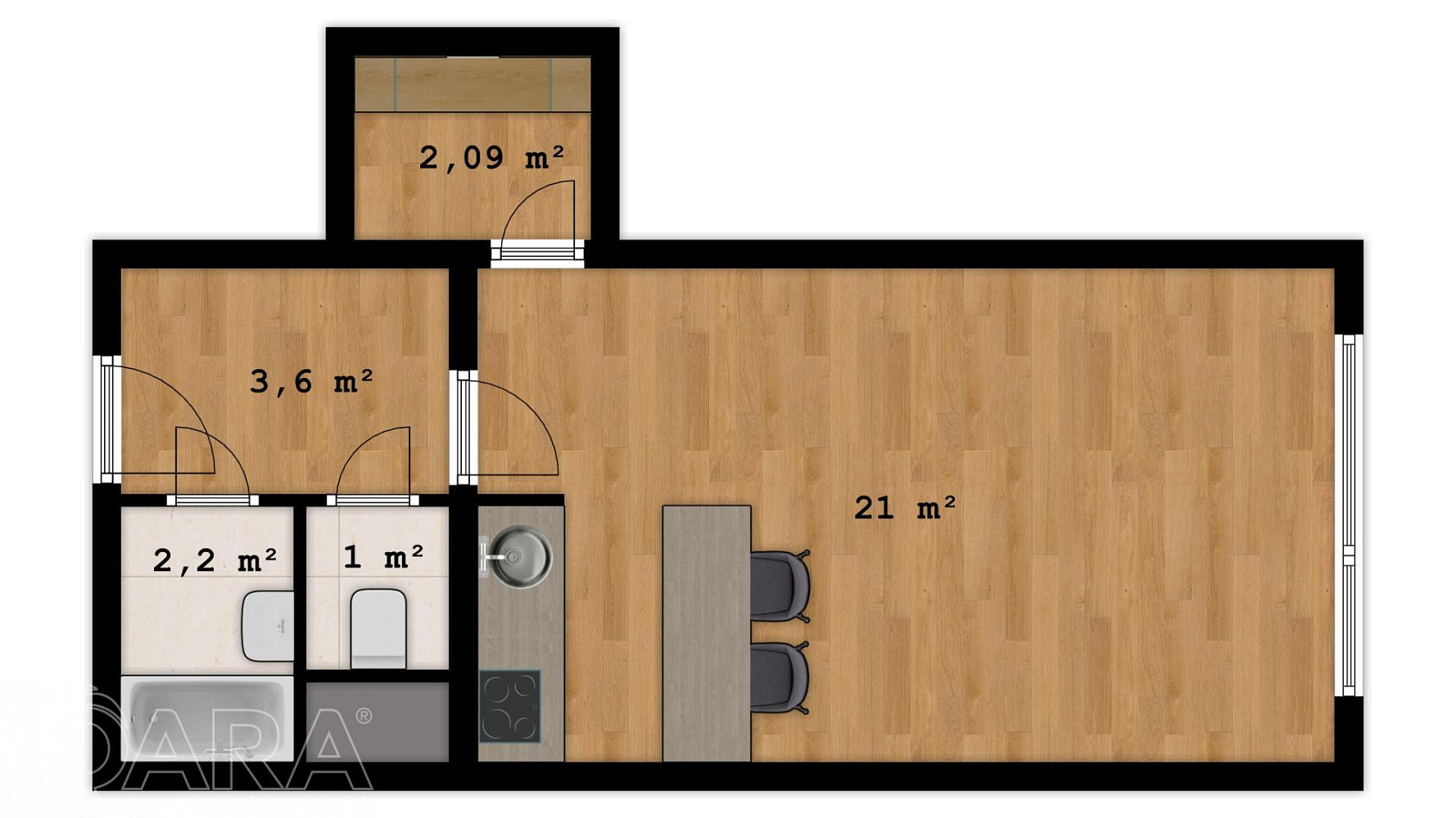 Prodej bytu 1+kk 30 m² – fotografie 3