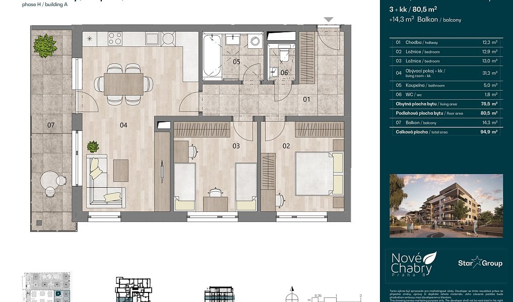 Prodej bytu 3+kk 80 m², Praha – náhled fotky 2