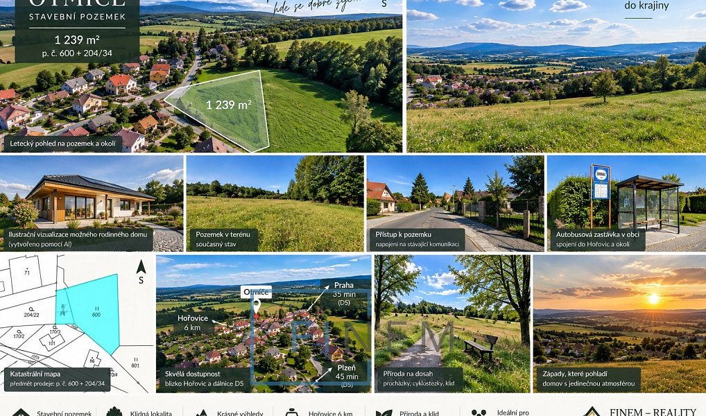 Prodej stavebního pozemku 1 239 m², Otmíče – náhled fotky 8