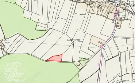 Dražba pole 5 355 m², Zásmuky - Nesměň, okres Kolín