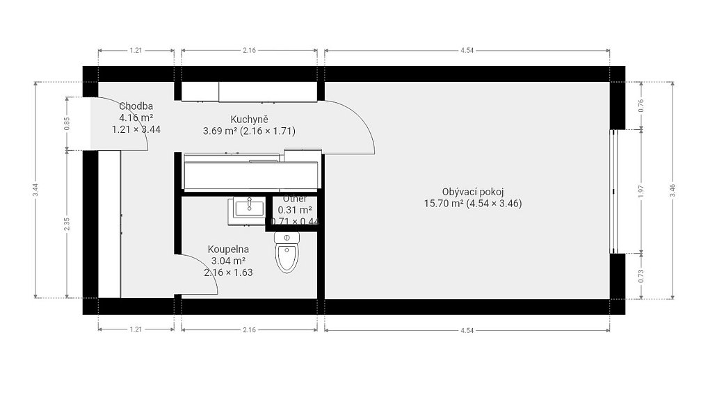 Pronájem bytu 1+kk 27 m², Uherské Hradiště – náhled fotky 10