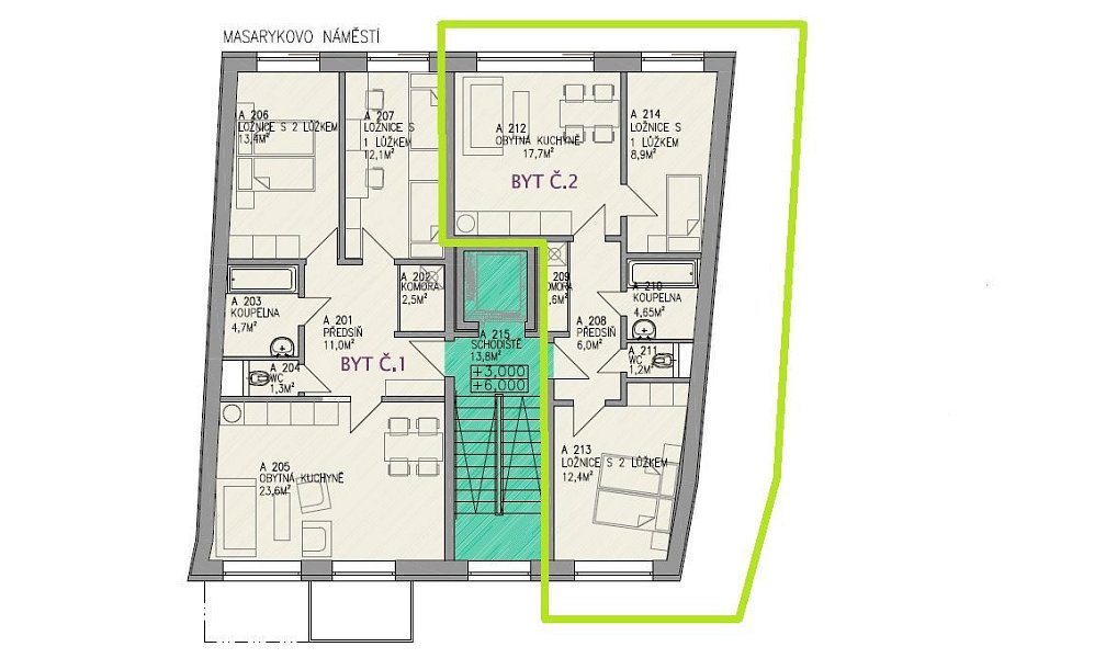 Prodej bytu 3+kk 53 m², Bystřice nad Pernštejnem – náhled fotky 2