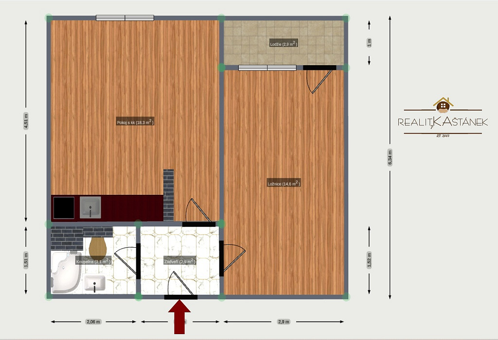 Prodej bytu 2+kk 46 m² – fotografie 3