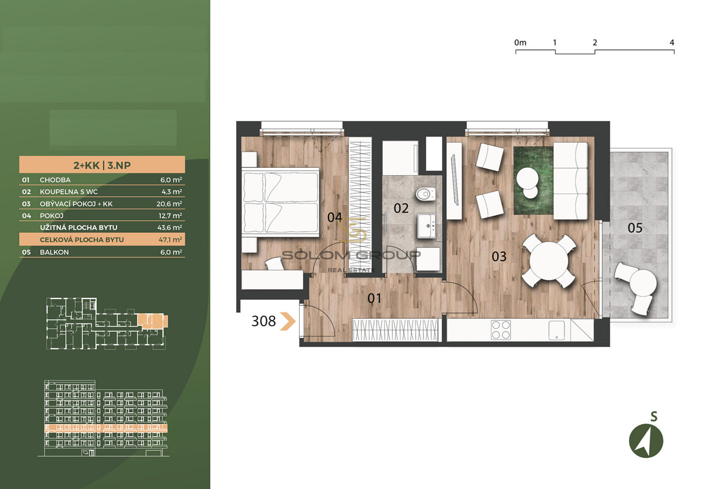 Prodej bytu 2+kk 47 m² – pohled 6