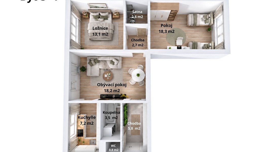 Prodej bytu 3+1 72 m², Litovel – náhled fotky 5