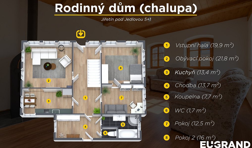 Prodej domu 104 m² s pozemkem 486 m², Jiřetín pod Jedlovou – náhled fotky 3