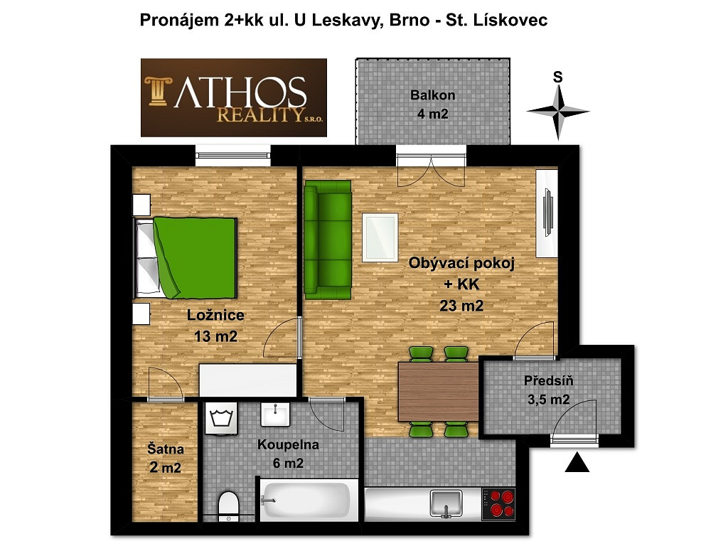 Pronájem bytu 2+kk 52 m² - Ansicht 2