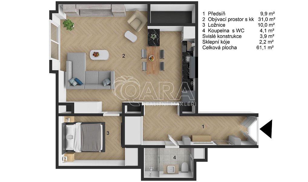 Prodej bytu 1+kk 61 m², Praha – náhled fotky 2