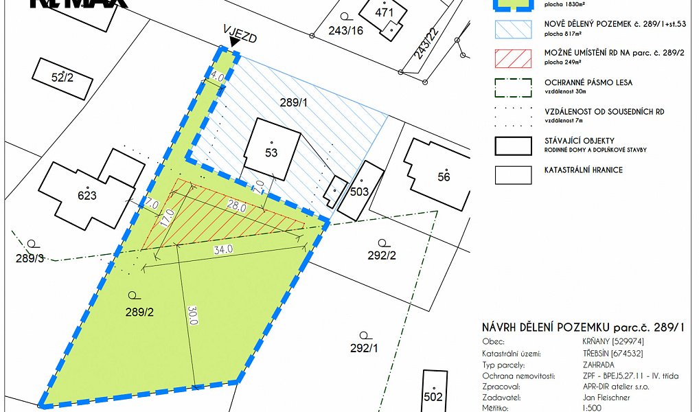 Prodej stavebního pozemku 1 830 m², Krňany – náhled fotky 2