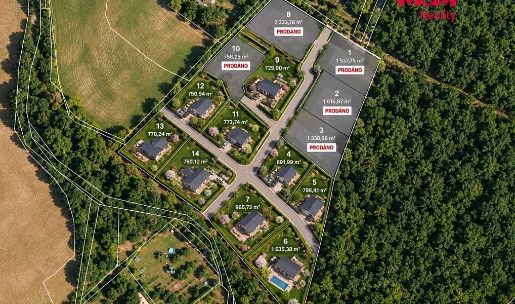 Prodej stavebního pozemku 774 m², Líšťany – náhled fotky 4