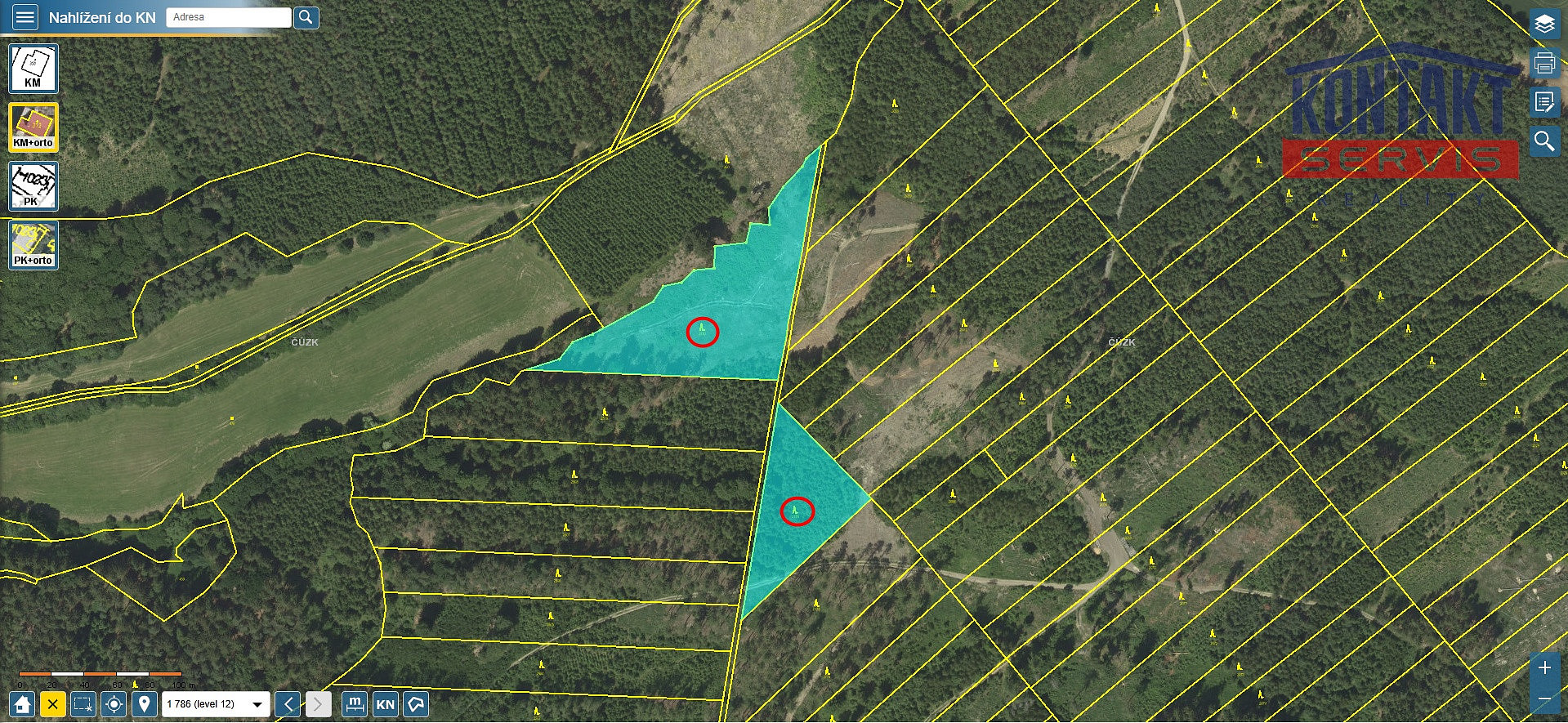 Prodej lesa 70 821 m²