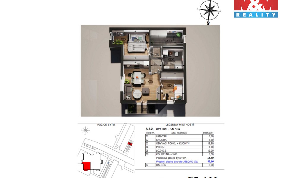 Prodej bytu 3+kk 55 m², Dačice – náhled fotky 15