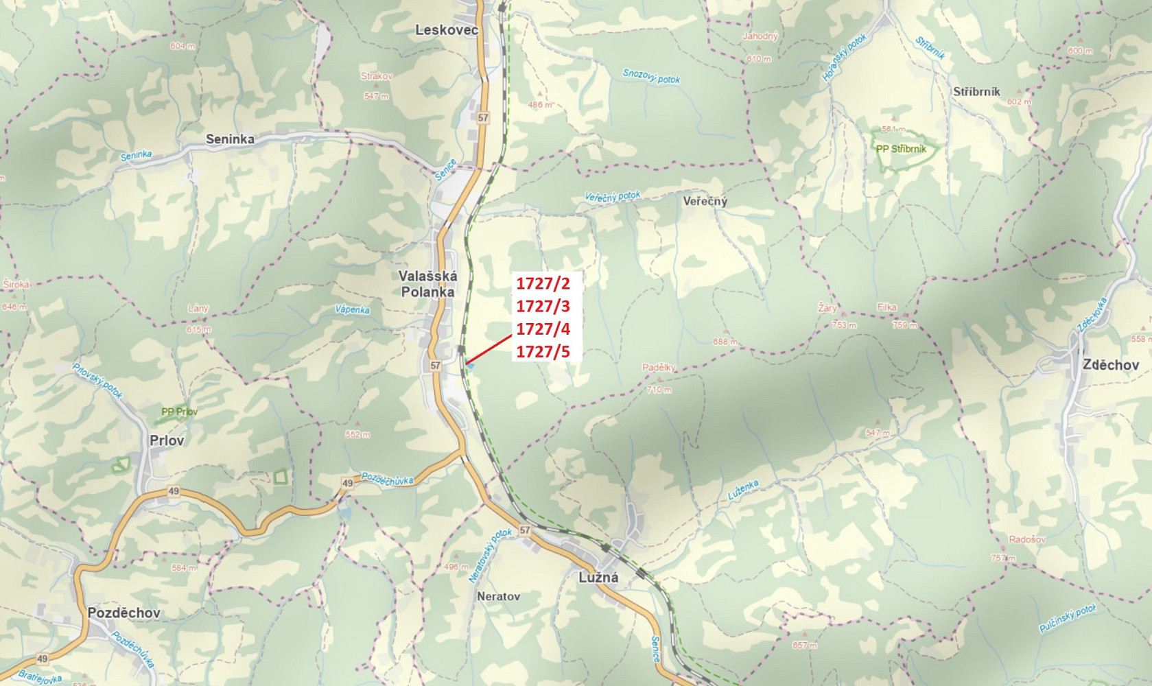 Dražba louky 2 295 m², Valašská Polanka