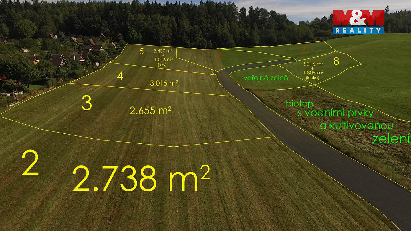Prodej stavebního pozemku 2 738 m² – pohled 6
