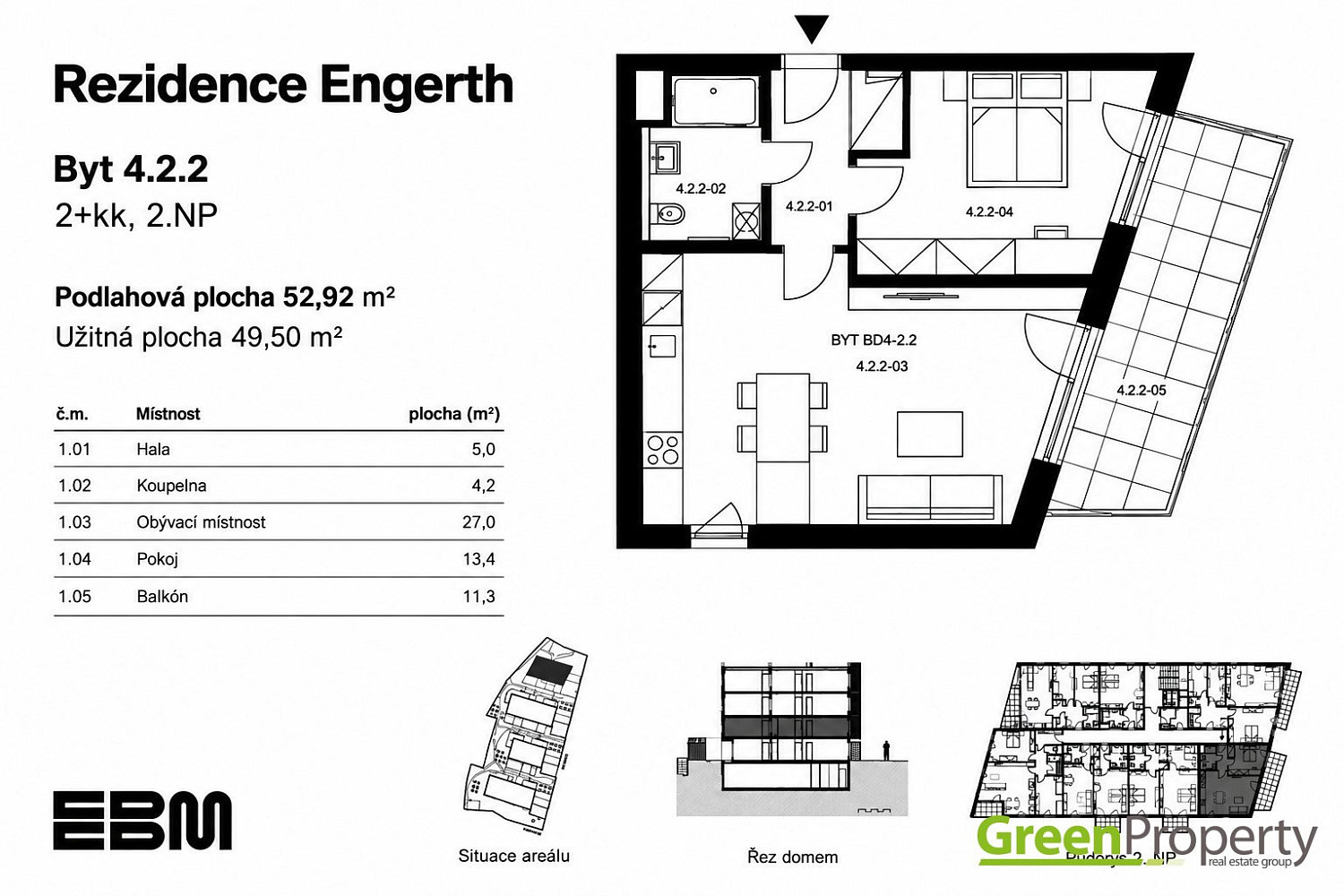 Pronájem bytu 2+kk 53 m² – fotografie 3