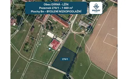 Prodej stavebního pozemku 1 669 m², Dírná - Lžín, okres Tábor