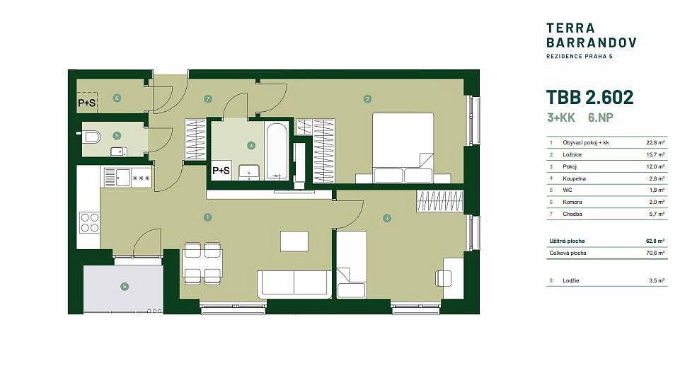 Prodej bytu 3+kk 65 m² – pohled 2