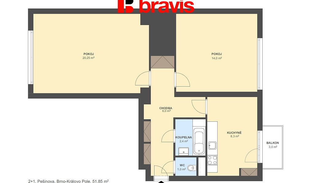 Prodej bytu 2+1 55 m², Brno – náhled fotky 5