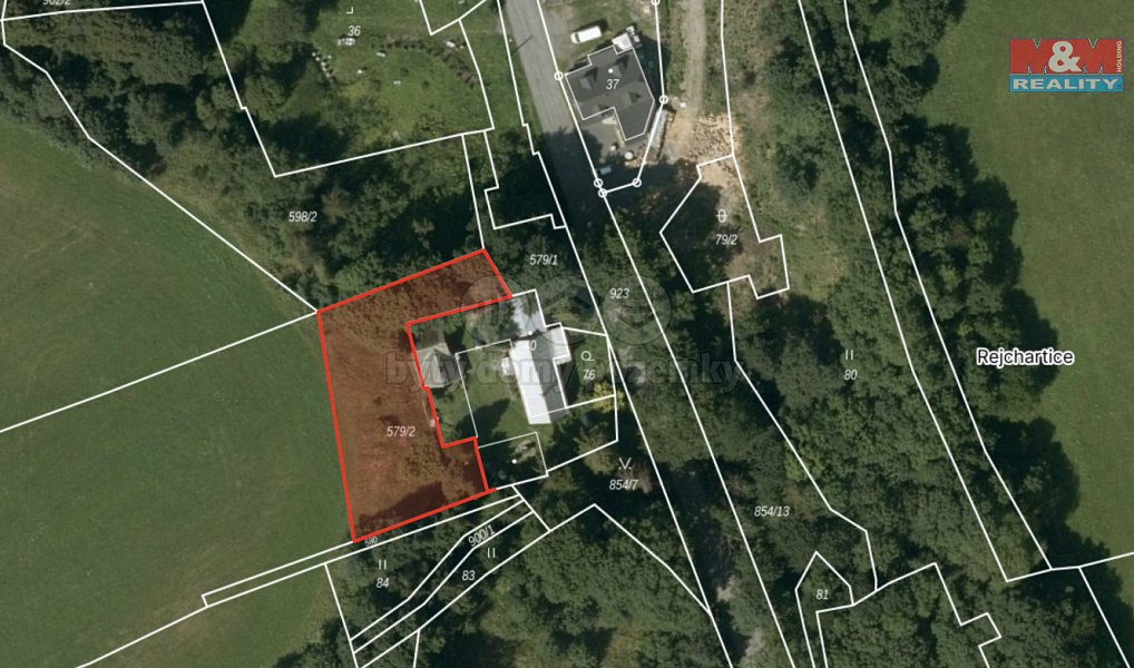 Prodej stavebního pozemku 2 066 m², Dvorce – náhled fotky 7