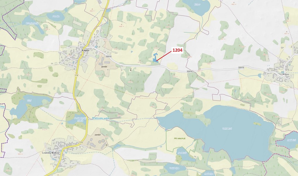 Dražba pozemku, 2951 m², Strakonice, Kadov