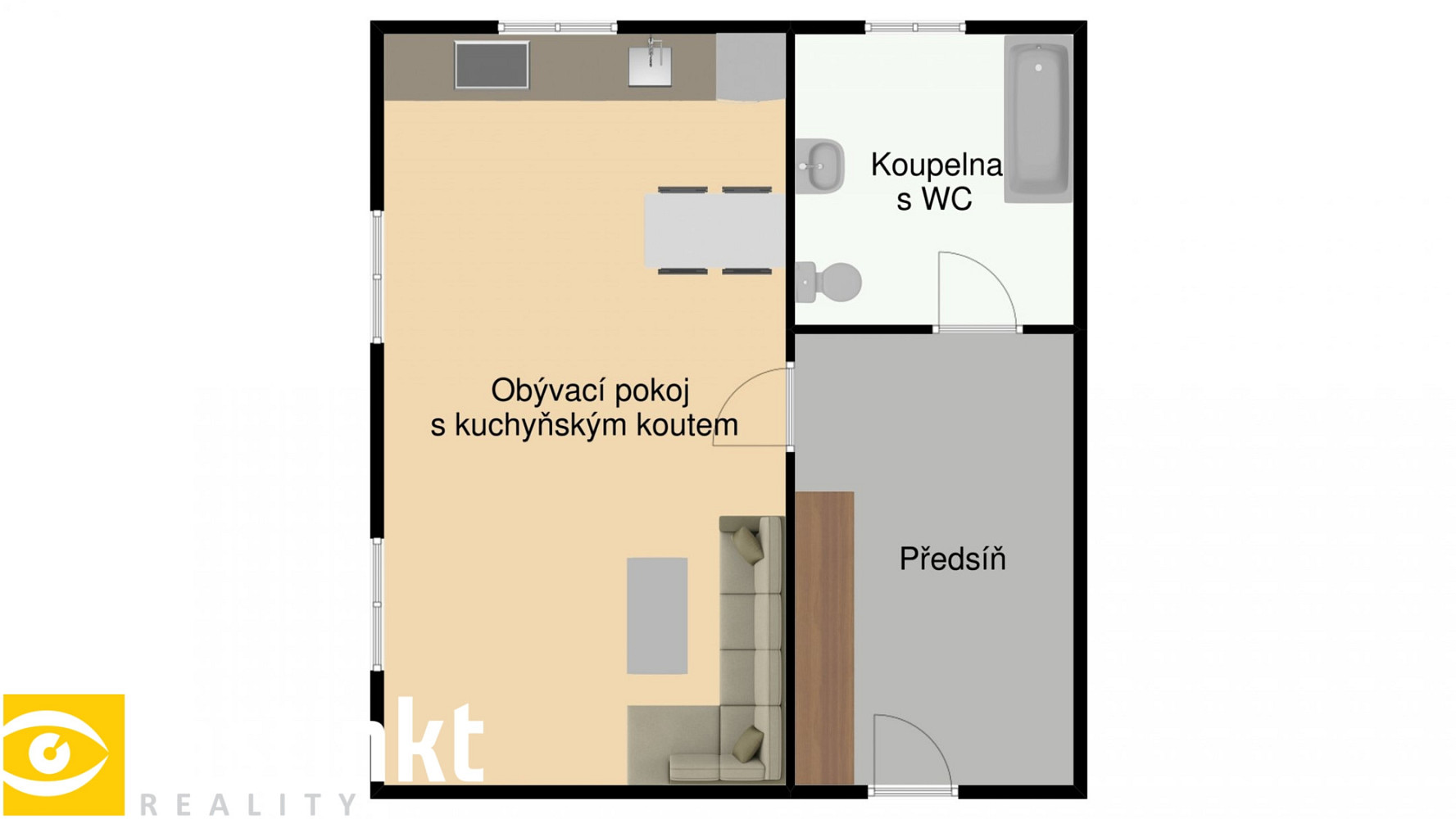 Pronájem bytu 1+kk 38 m² – fotografie 2