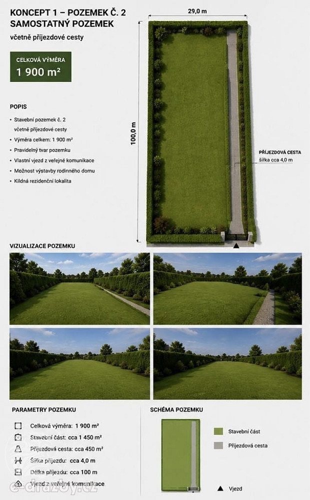 Prodej stavebního pozemku 1 900 m² – fotografie 3