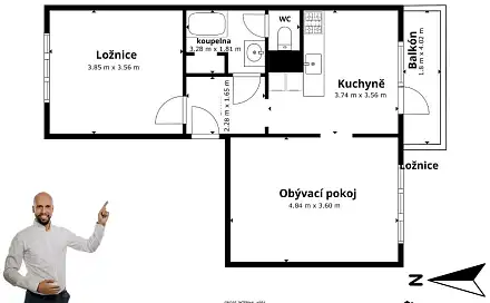 Prodej bytu 2+1 49 m², Dukelská, Sezimovo Ústí, okres Tábor