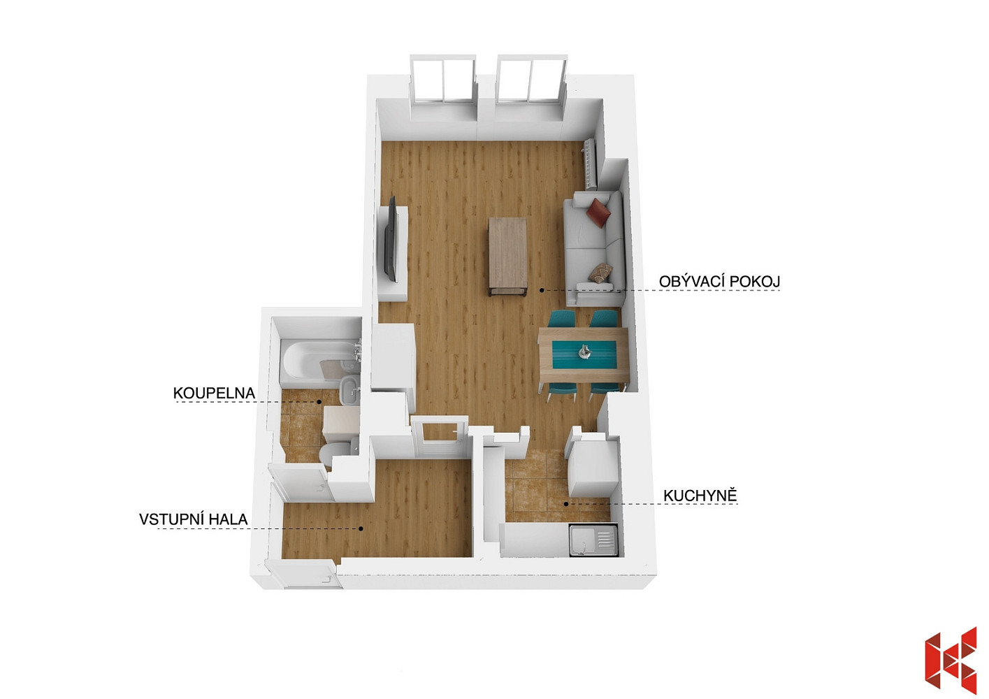 Prodej bytu 1+kk 32 m² – pohled 3
