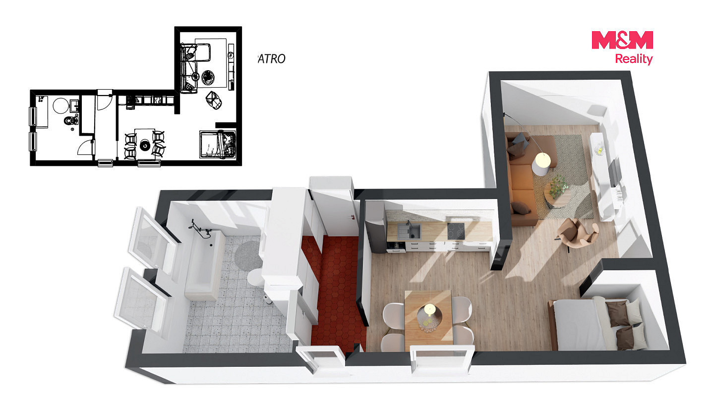 Pronájem bytu 1+kk 38 m² – fotografie 5