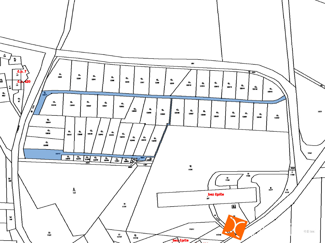 Prodej pozemku 56 m² – pohled 2