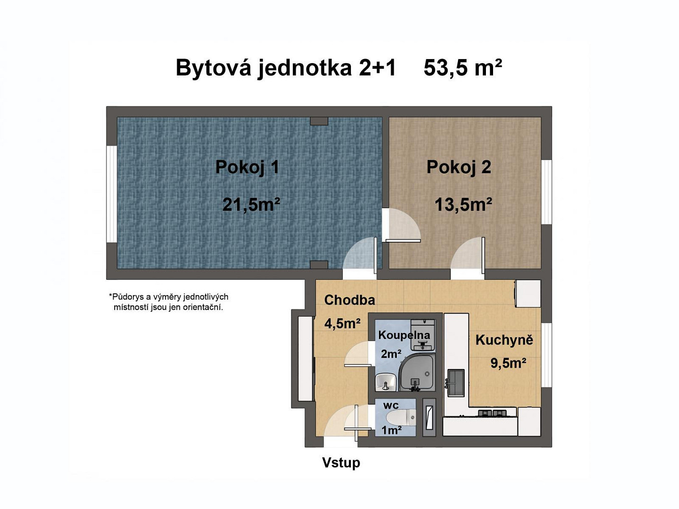 Pronájem bytu 2+1 54 m² — photo 2