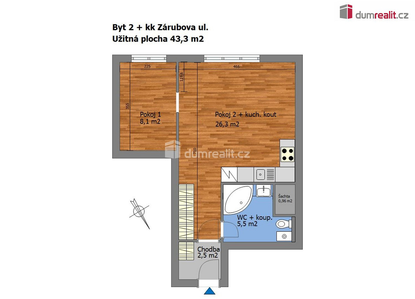 Prodej bytu 2+kk 43 m² — photo 2