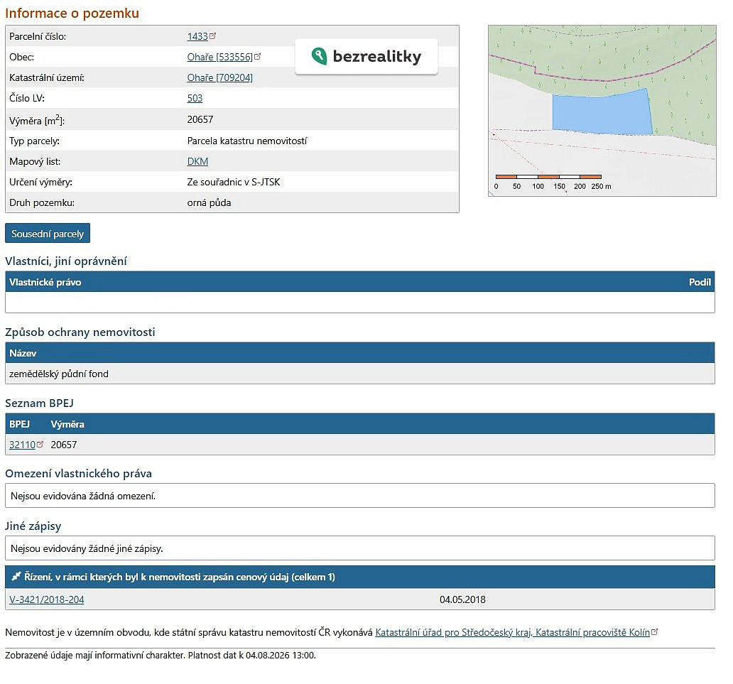 Prodej pole 21 840 m²