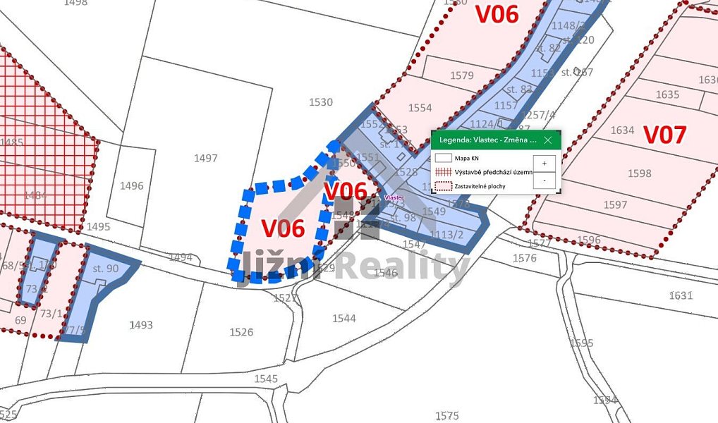 Prodej stavebního pozemku 1 158 m², Vlastec – náhled fotky 6