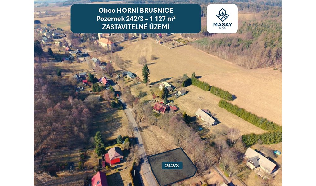 Prodej stavebního pozemku 1 127 m², Horní Brusnice – náhled fotky 4