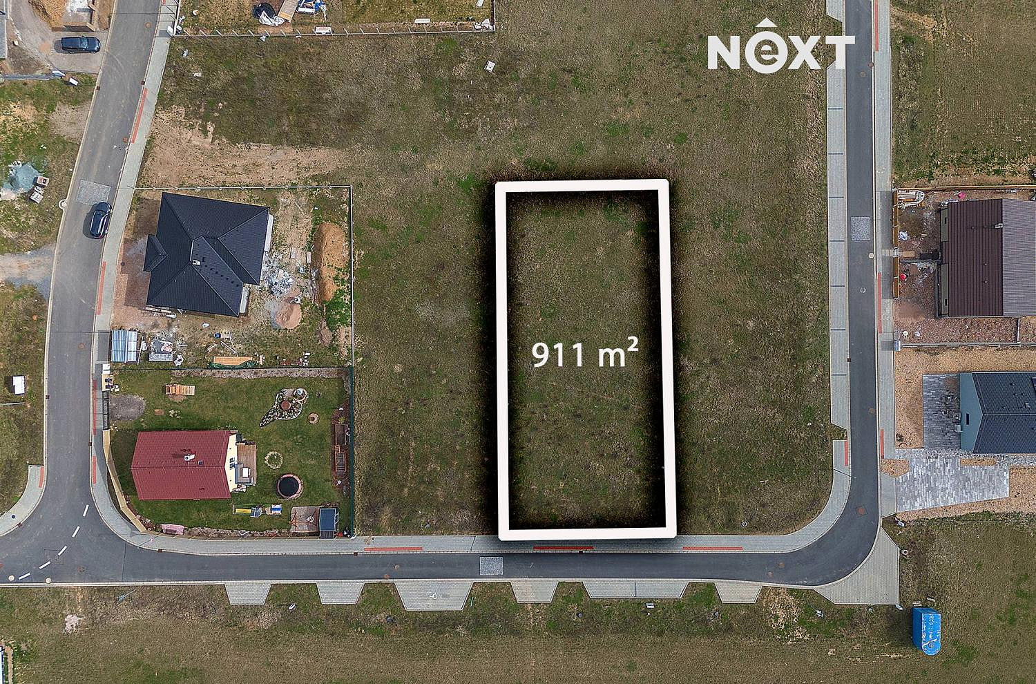 Prodej stavebního pozemku 911 m² – pohled 3