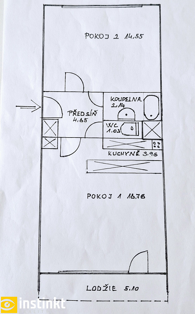 Pronájem bytu 2+kk 50 m² – fotografie 2