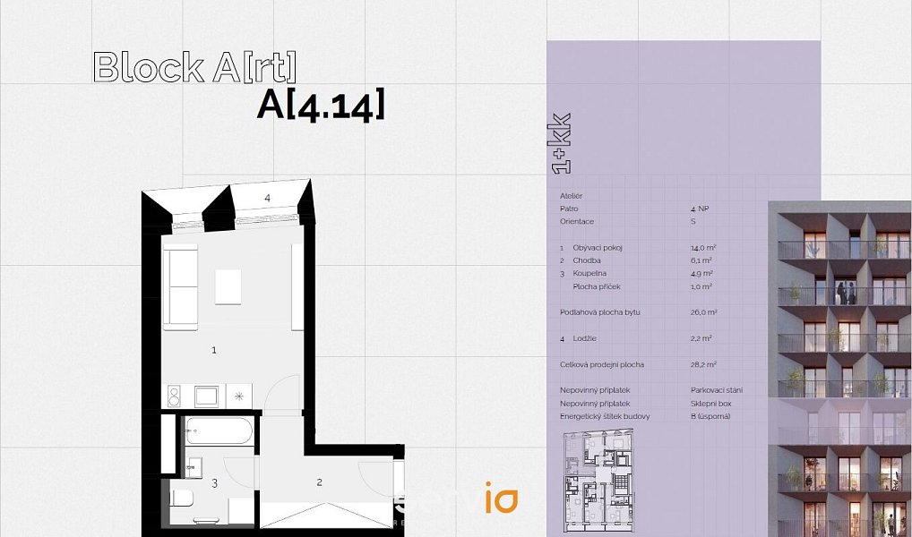 Pronájem bytu 1+kk 26 m², Brno – náhled fotky 13