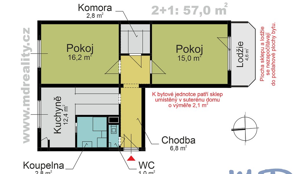 Prodej bytu 2+1 57 m², Třebíč – náhled fotky 2
