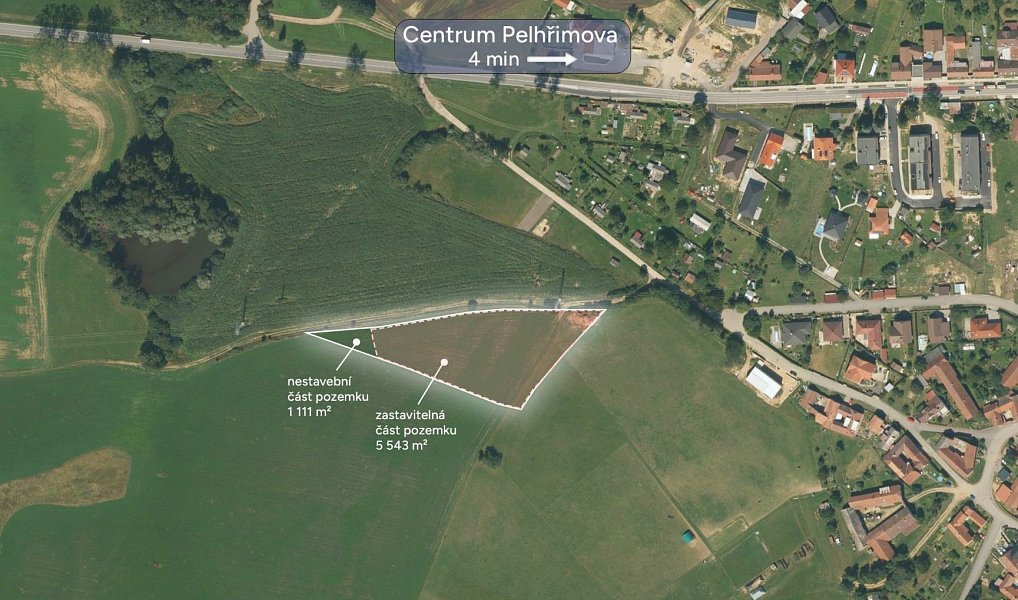 Prodej stavebního pozemku 6 654 m², Pelhřimov – náhled fotky 3