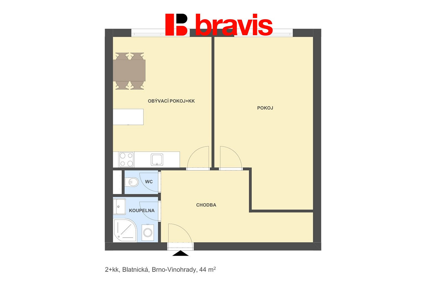 Pronájem bytu 2+kk 44 m² – fotografie 5