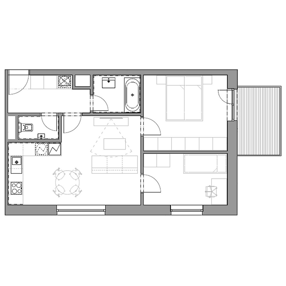 Prodej bytu 3+kk 57 m² – pohled 2