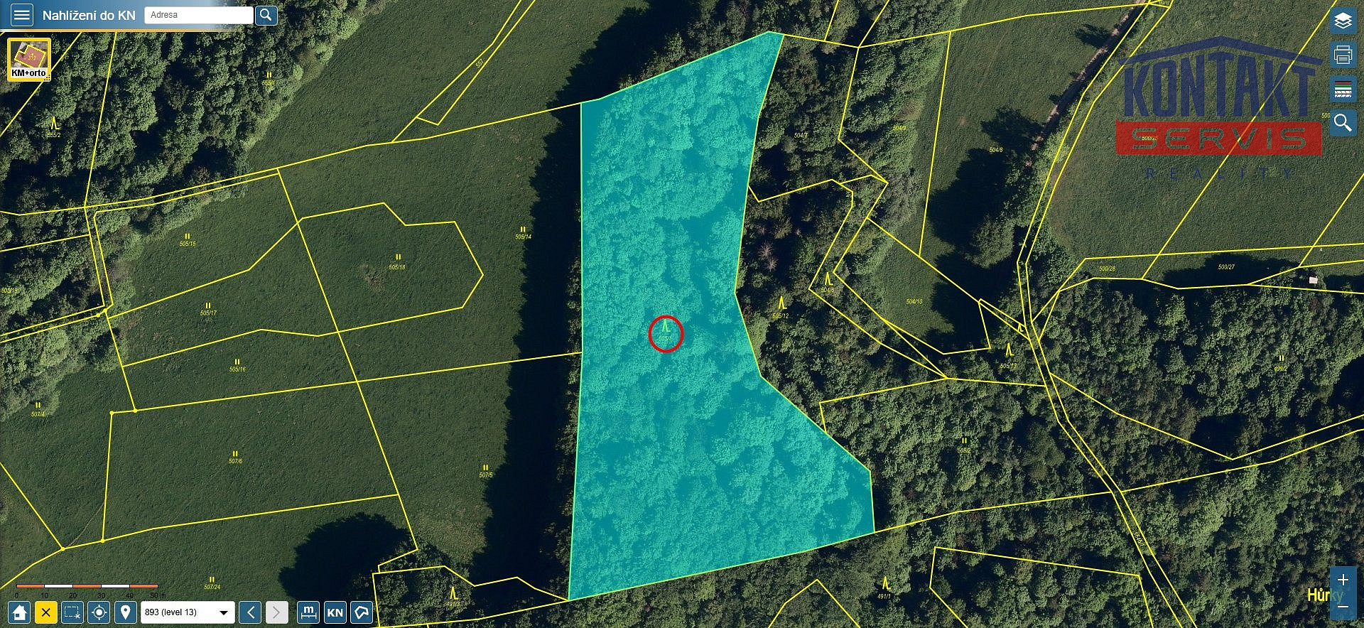 Prodej lesa 12 739 m²