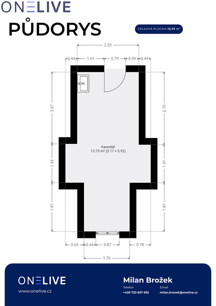 Pronájem kanceláře 14 m² – fotografie 3