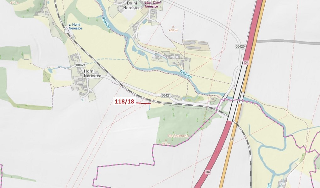 Dražba pozemku, 46 m², Písek, Nerestce
