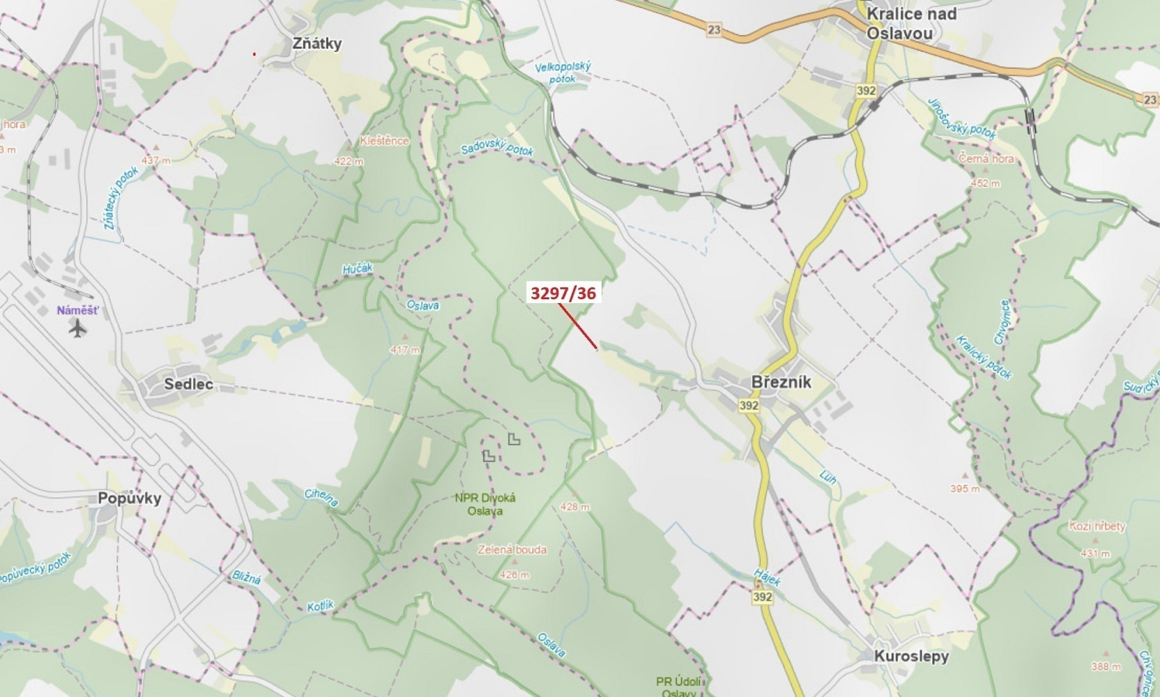 Dražba pozemku 86 m²