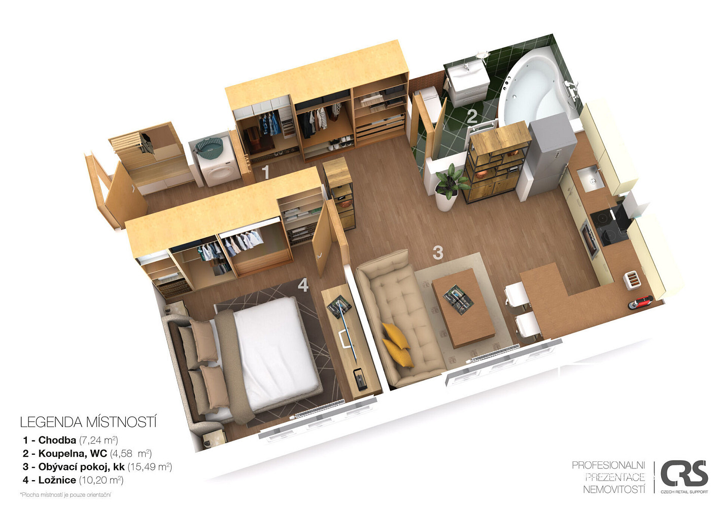 Pronájem bytu 2+kk 40 m² – fotografie 3